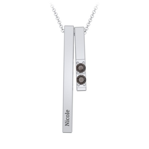 Multi Vertical 3D Bar Necklace with 1-4 Birthstones