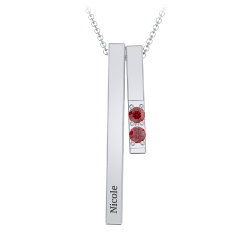 Multi Vertical 3D Bar Necklace with 1-4 Birthstones