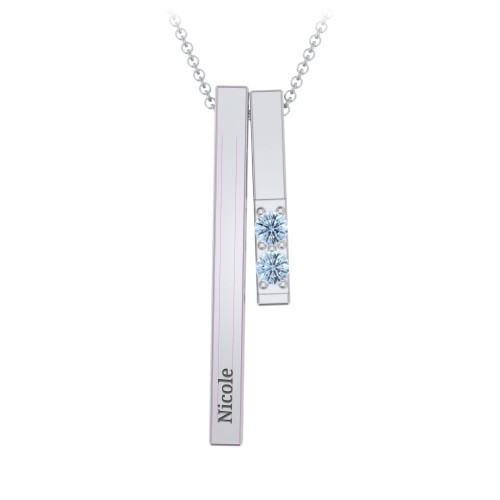 Multi Vertical 3D Bar Necklace with 1-4 Birthstones