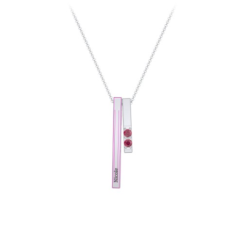 Multi Vertical 3D Bar Necklace with 1-4 Birthstones
