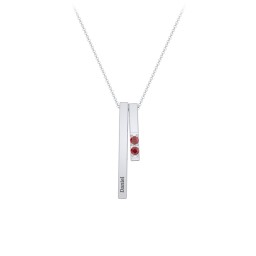 Multi Vertical 3D Bar Necklace with 1-4 Birthstones in 925 Sterling Silver with Garnet, Citrine, and Cubic Zirconia