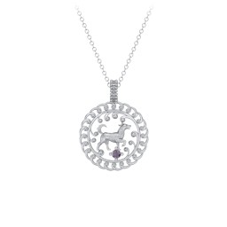 Year of the Dog Chinese Zodiac Medallion Necklace in 925 Sterling Silver with Alexandrite