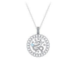 Year of the Dragon Chinese Zodiac Medallion Necklace in 925 Sterling Silver
