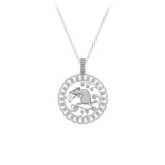 Year of the Rat Chinese Zodiac Medallion Necklace – 10K Yellow Gold with Cubic Zirconia