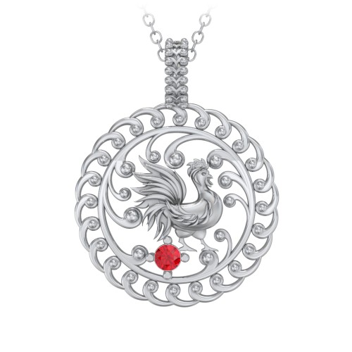 Year of the Rooster Chinese Zodiac Medallion Necklace