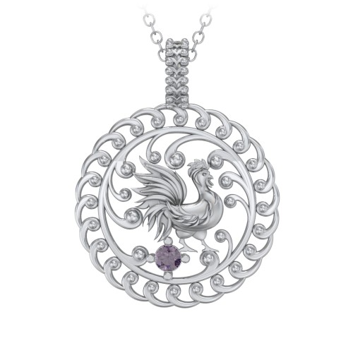 Year of the Rooster Chinese Zodiac Medallion Necklace