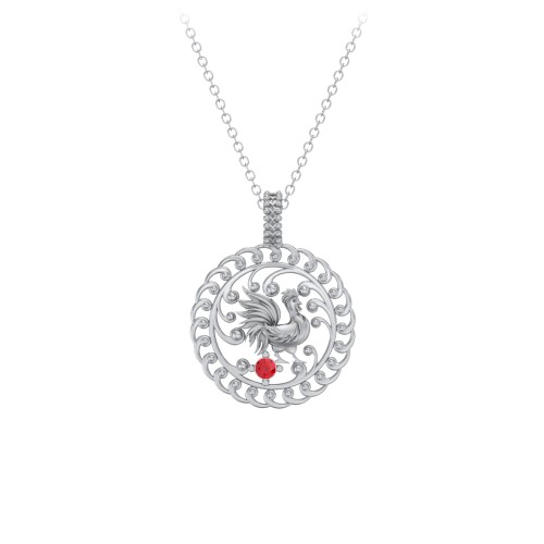 Year of the Rooster Chinese Zodiac Medallion Necklace