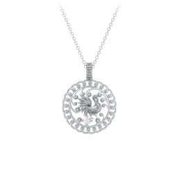 Year of the Rooster Chinese Zodiac Medallion Necklace in 925 Sterling Silver