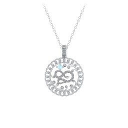 Year of the Snake Chinese Zodiac Medallion Necklace in 925 Sterling Silver with Blue Topaz