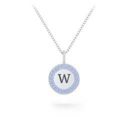 Initial Halo Disc Necklace with Accents