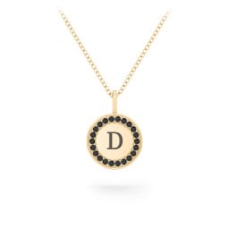 Initial Halo Disc Necklace with Accents