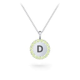 Initial Halo Disc Necklace with Gemstones