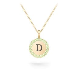 Initial Halo Disc Necklace with Gemstones