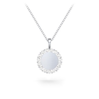 Initial Halo Disc Necklace with Gemstones