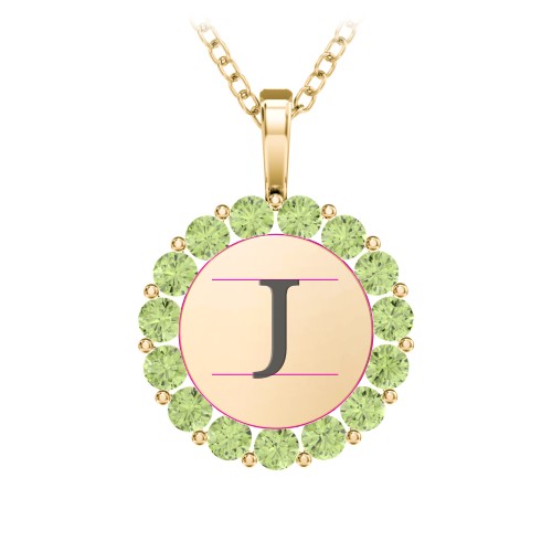 Initial Halo Disc Necklace with Gemstones