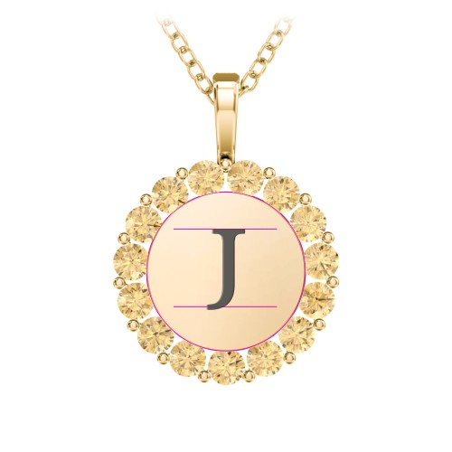 Initial Halo Disc Necklace with Gemstones