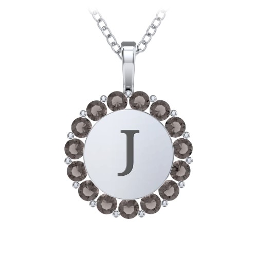 Initial Halo Disc Necklace with Gemstones