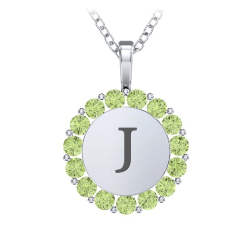 Initial Halo Disc Necklace with Gemstones