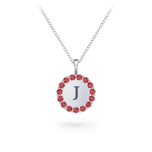 Initial Halo Disc Necklace with Gemstones