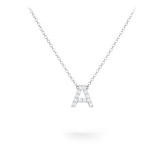Pavé A Initial Necklace – Sterling Silver with White Premium Zirconia