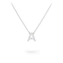 Pavé A Initial Necklace in 925 Sterling Silver with White Premium Zirconia