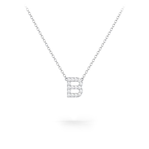 Pavé B Initial Necklace – Sterling Silver with White Premium Zirconia
