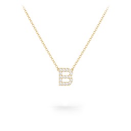 Pavé B Initial Necklace in 18K Gold Plated Silver with Diamond