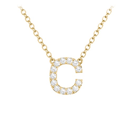 Pavé C Initial Necklace – 18K Gold Plated Silver with White Premium Zirconia