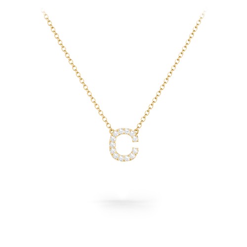 Pavé C Initial Necklace – 18K Gold Plated Silver with White Premium Zirconia