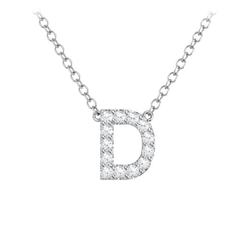 Pavé D Initial Necklace – Sterling Silver with White Premium Zirconia