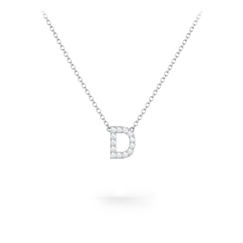 Pavé D Initial Necklace – Sterling Silver with White Premium Zirconia