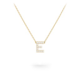Pavé E Initial Necklace in 18K Gold Plated Silver with White Premium Zirconia