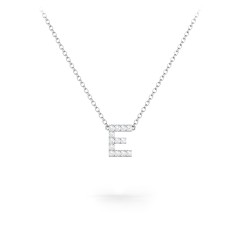 Pavé E Initial Necklace – Sterling Silver with White Premium Zirconia