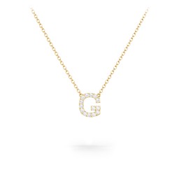 Pavé G Initial Necklace in 18K Gold Plated Silver with White Premium Zirconia