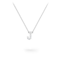 Pavé J Initial Necklace in 925 Sterling Silver with White Premium Zirconia