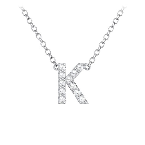 Pavé K Initial Necklace – Sterling Silver with White Premium Zirconia