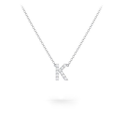 Pavé K Initial Necklace – Sterling Silver with White Premium Zirconia
