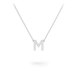 Pavé M Initial Necklace in 925 Sterling Silver with White Premium Zirconia