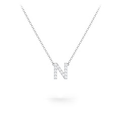 Pavé N Initial Necklace – 18K Gold Plated Silver with White Premium Zirconia