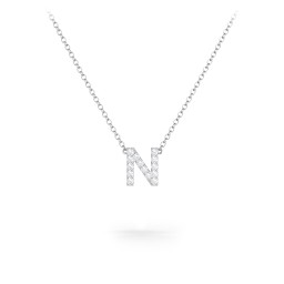 Pavé N Initial Necklace in 925 Sterling Silver with White Premium Zirconia