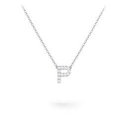 Pavé P Initial Necklace in 925 Sterling Silver with White Premium Zirconia
