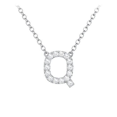 Pavé Q Initial Necklace – Sterling Silver with White Premium Zirconia