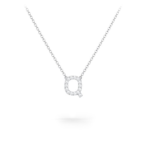 Pavé Q Initial Necklace – Sterling Silver with White Premium Zirconia