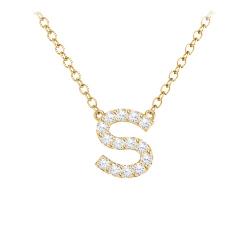 Pavé S Initial Necklace – 18K Gold Plated Silver with White Premium Zirconia