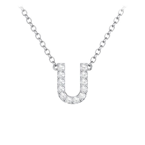 Pavé U Initial Necklace – Sterling Silver with White Premium Zirconia