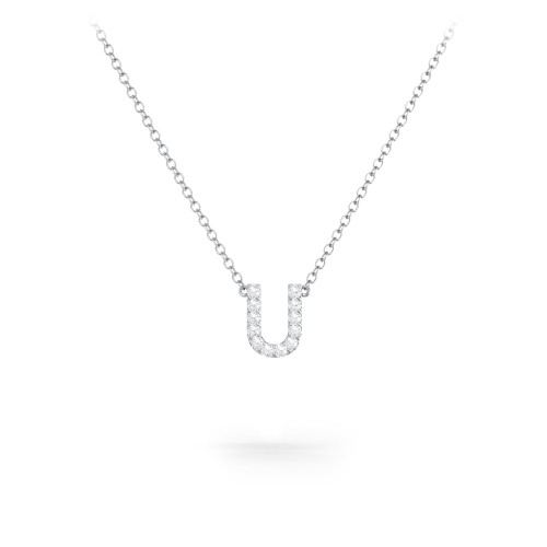 Pavé U Initial Necklace – Sterling Silver with White Premium Zirconia