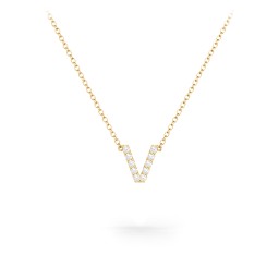 Pavé V Initial Necklace in 18K Gold Plated Silver with White Premium Zirconia