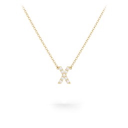 Pavé X Initial Necklace in 18K Gold Plated Silver with White Premium Zirconia