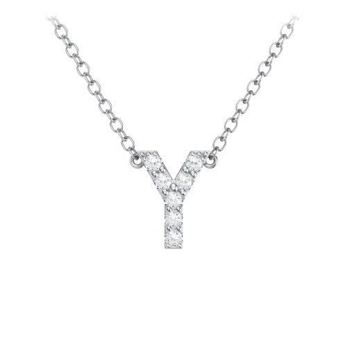 Pavé Y Initial Necklace – Sterling Silver with White Premium Zirconia