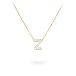 Pavé Z Initial Necklace in 18K Gold Plated Silver with White Premium Zirconia